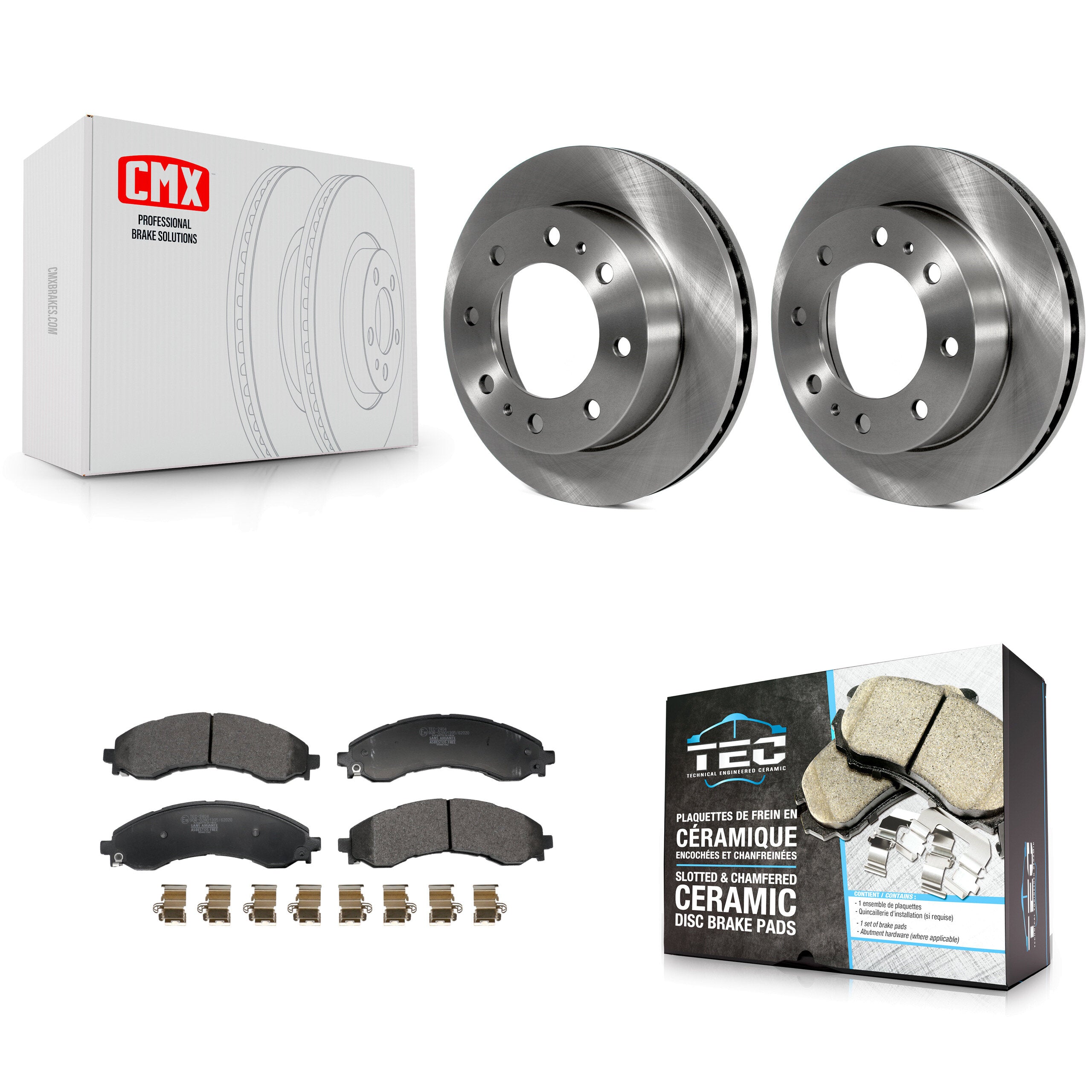 Front Disc Brake Rotors And Ceramic Pads Kit For GMC Chevrolet Savana 2500 Express 3500 K8T-104708
