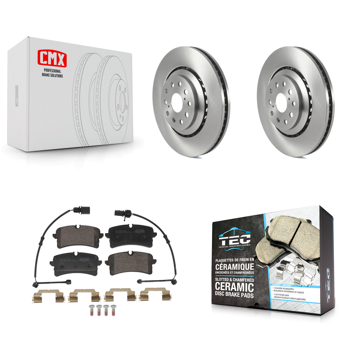 Rear Disc Brake Rotor And Ceramic Pad Kit For Audi S6 S7 S8 With Composite Brakes K8T-104750