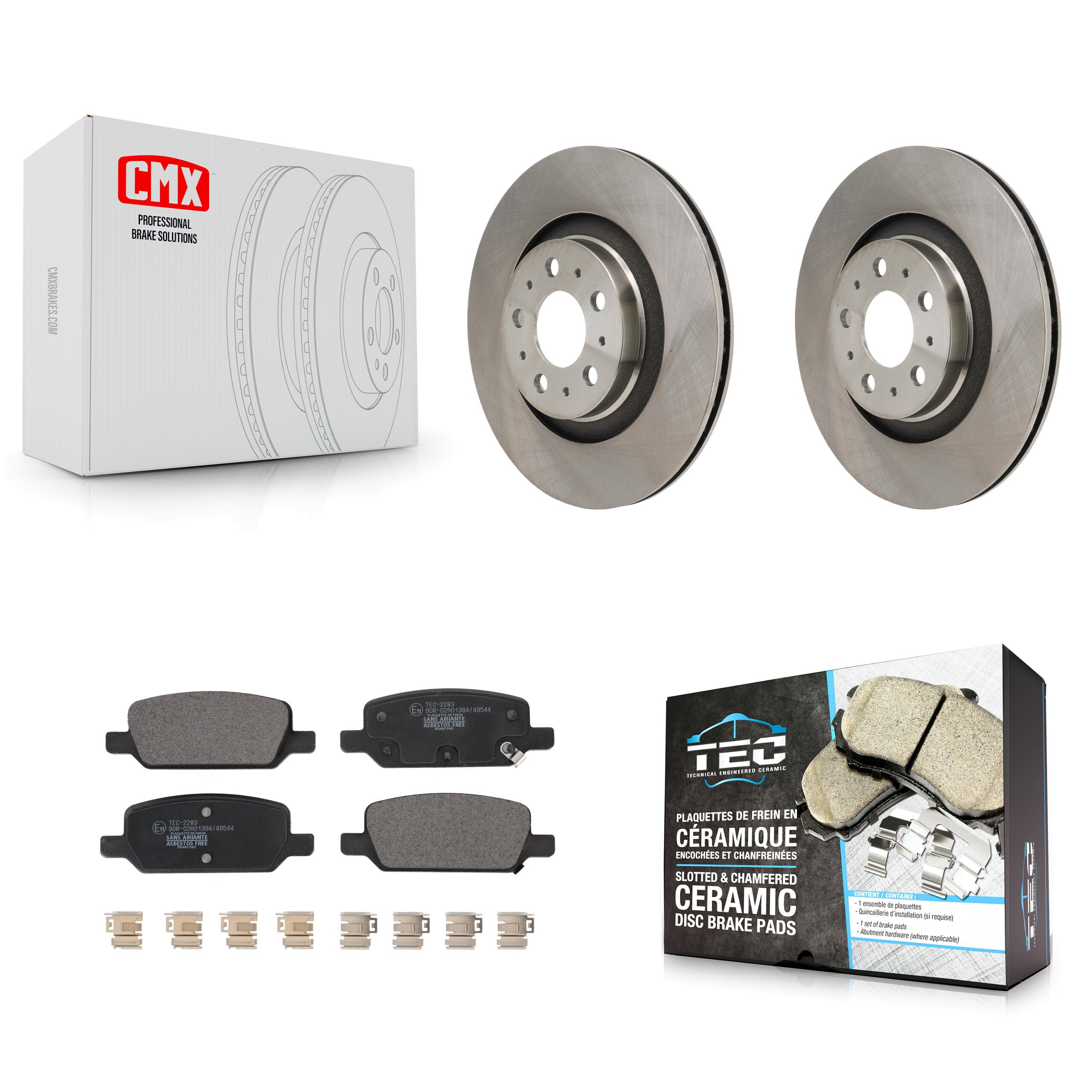 Rear Disc Brake Rotors & Ceramic Pad Kit For 2020-2022 Tesla Y With Gray Painted Calipers K8T-104767