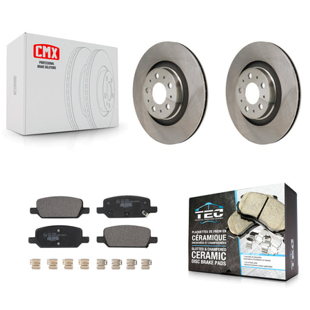 Rear Disc Brake Rotors & Ceramic Pad Kit For 2020-2022 Tesla Y With Gray Painted Calipers K8T-104767