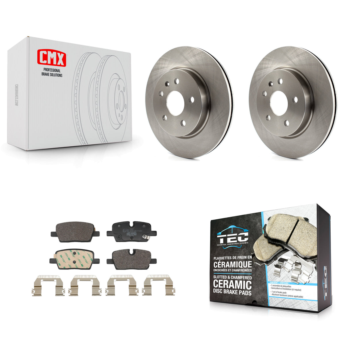 Rear Disc Brake Rotors & Ceramic Pad Kit For Cadillac CT5 With Single Piston Caliper K8T-104781