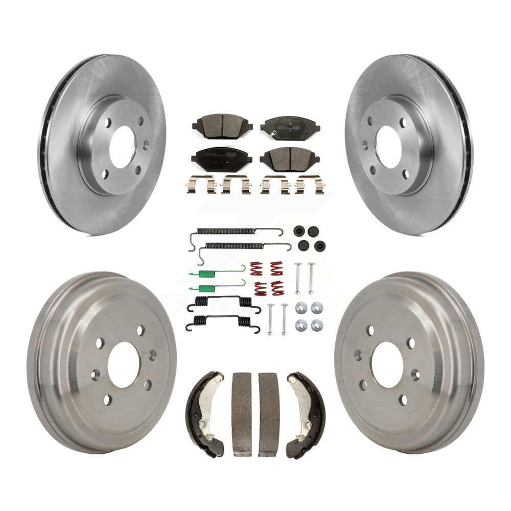 Front Rear Disc Brake Rotors Ceramic Pad And Drum Kit (7Pc) For 2016-2021 Chevrolet Spark K8T-104810