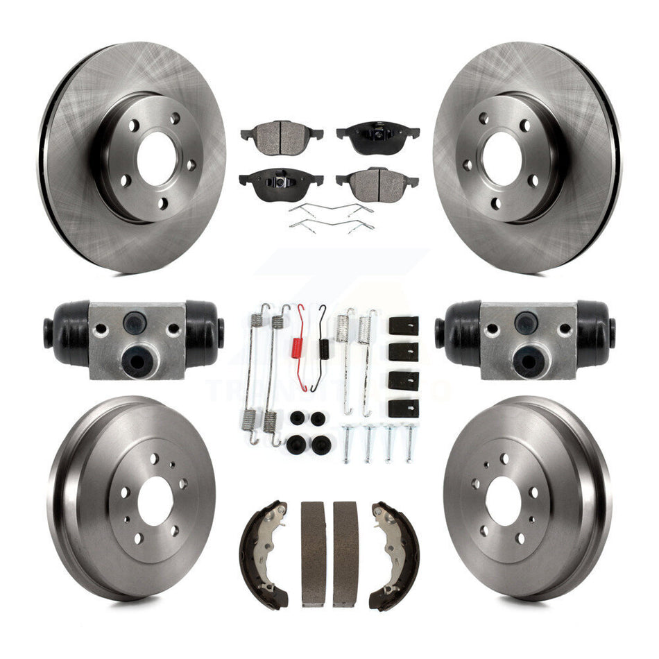 Front Rear Disc Brake Rotors Ceramic Pads And Drum Kit (9Pc) For Ford Focus FMSI=1004 K8T-104818