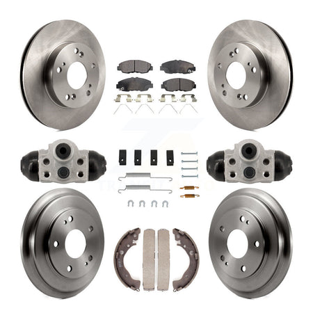 Front Rear Disc Brake Rotors Ceramic Pads And Drum Kit (9Pc) For Honda Civic K8T-104819