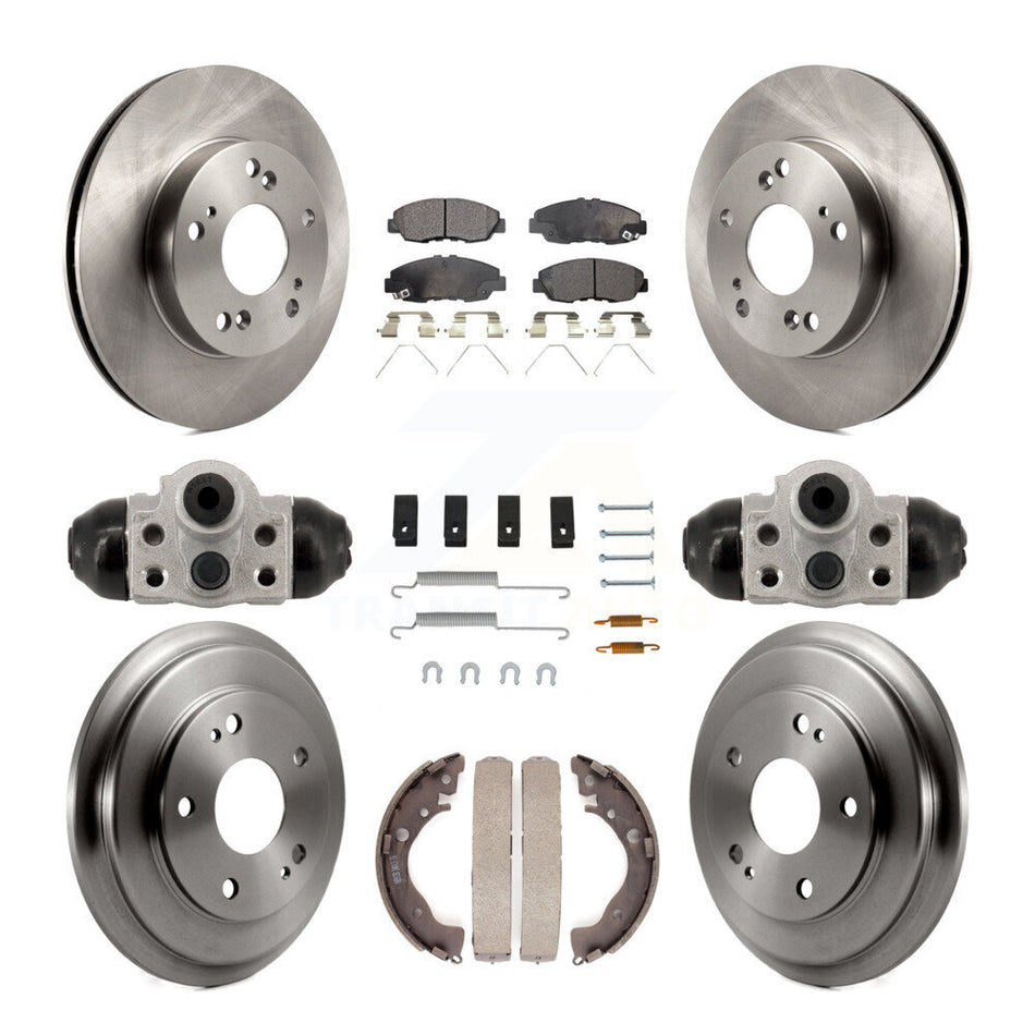Front Rear Disc Brake Rotors Ceramic Pads And Drum Kit (9Pc) For Honda Civic K8T-104819