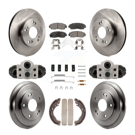 Front Rear Disc Brake Rotors Ceramic Pads And Drum Kit (9Pc) For Honda Civic K8T-104821