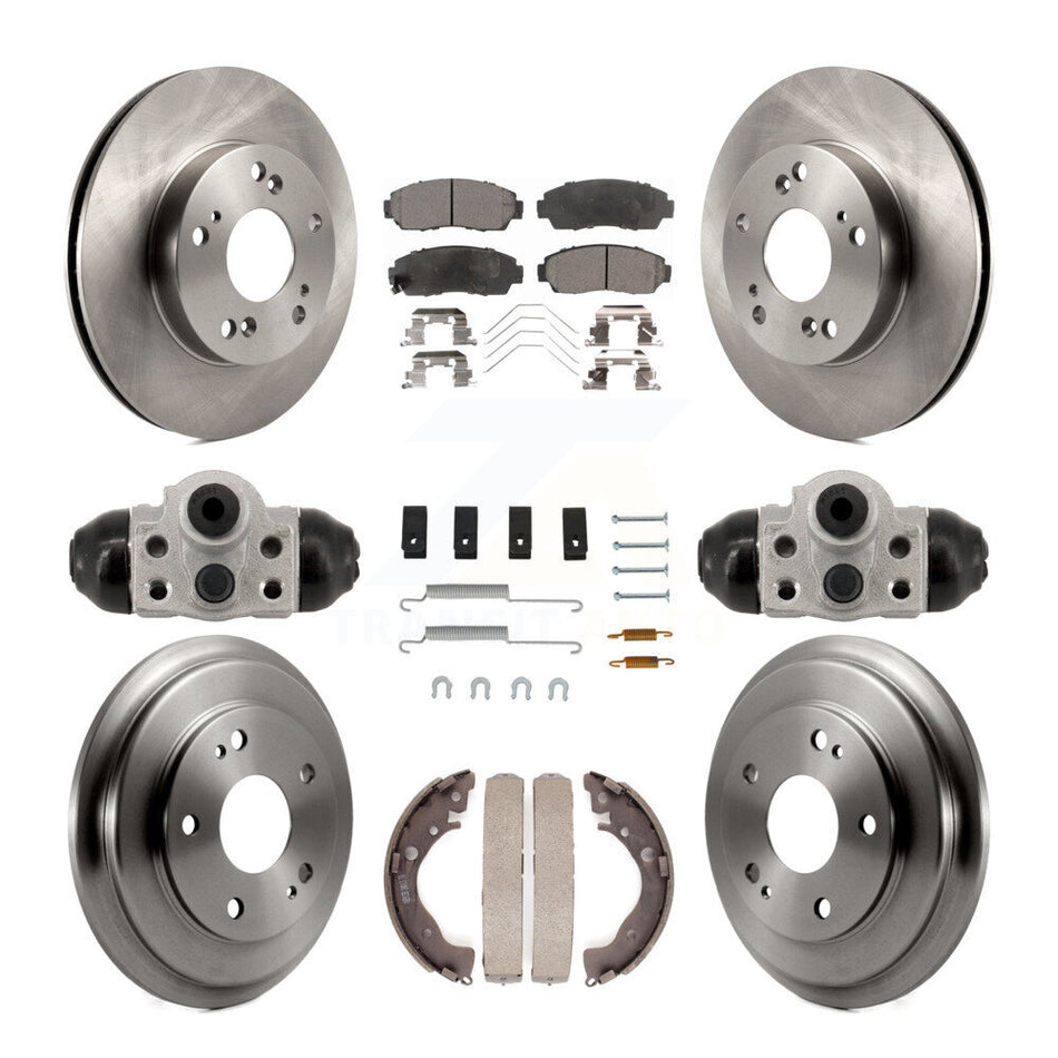 Front Rear Disc Brake Rotors Ceramic Pads And Drum Kit (9Pc) For Honda Civic K8T-104821