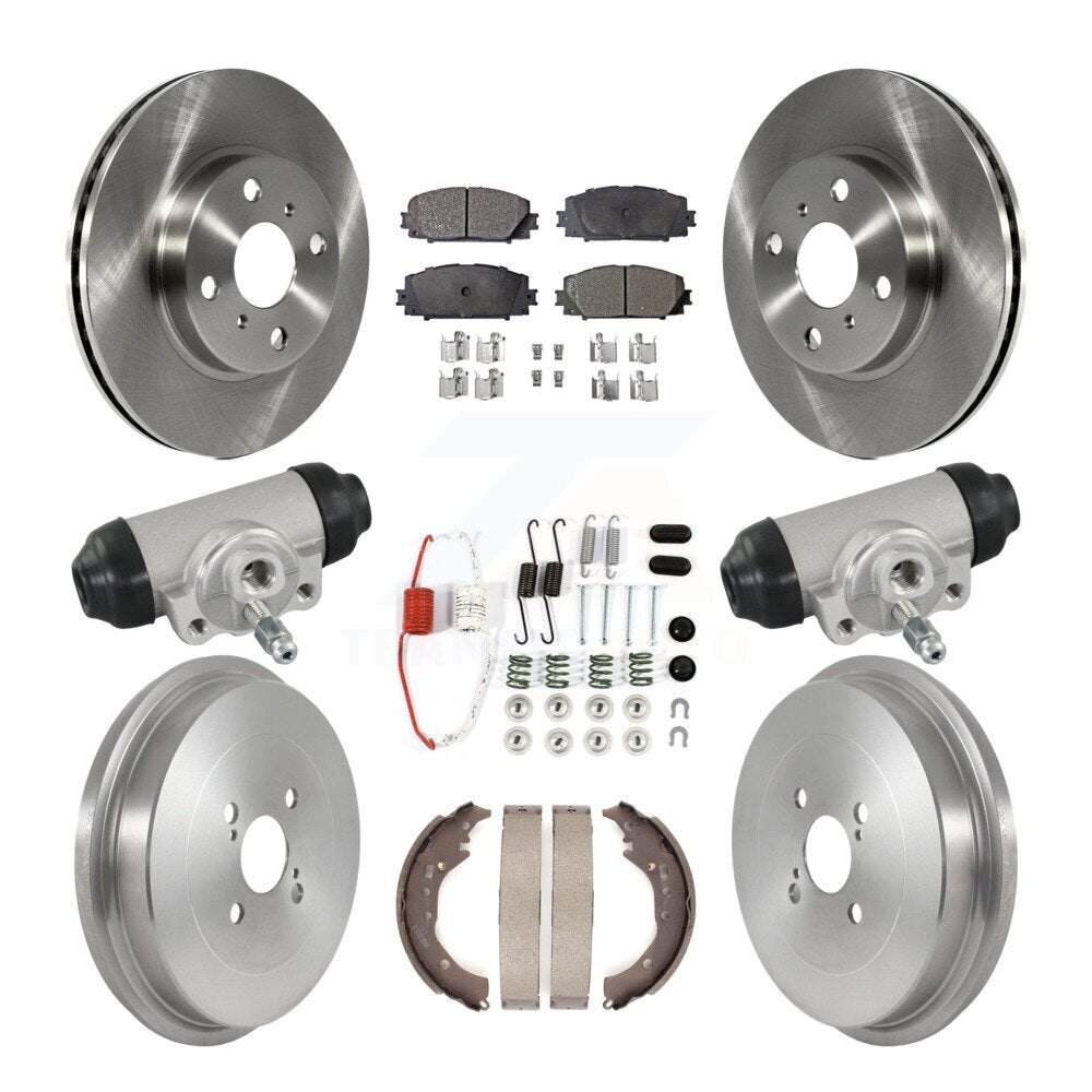 Front Rear Disc Brake Rotors Ceramic Pads And Drum Kit (9Pc) For Toyota Prius C Scion iQ K8T-104822