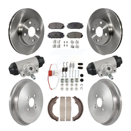 Front Rear Disc Brake Rotors Ceramic Pads And Drum Kit (9Pc) For Toyota Prius C Scion iQ K8T-104822
