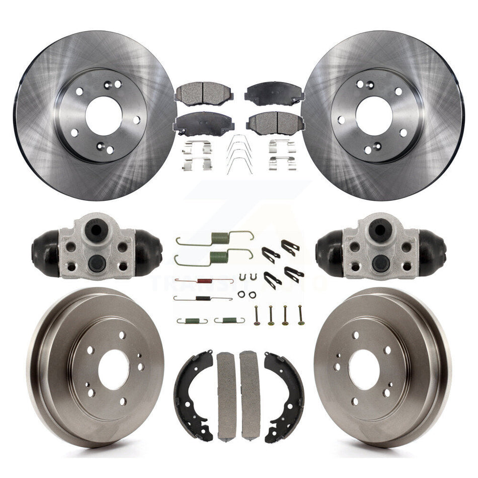 Front Rear Disc Brake Rotors Ceramic Pads And Drum Kit (9Pc) For Honda Fit K8T-104823