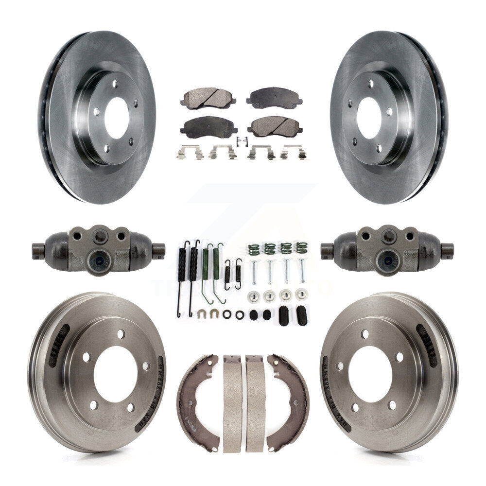 Front Rear Disc Brake Rotor Ceramic Pad And Drum Kit (9Pc) For 2008 Mitsubishi Lancer GTS K8T-104828