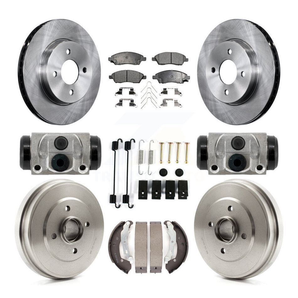 Front Rear Disc Brake Rotors Ceramic Pads And Drum Kit (9Pc) For Nissan Micra Versa Note K8T-104829