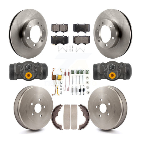Front Rear Brake Rotor Ceramic Pad Drum Kit (9Pc) For Toyota Tacoma RWD With 6 Lug Wheels K8T-104832