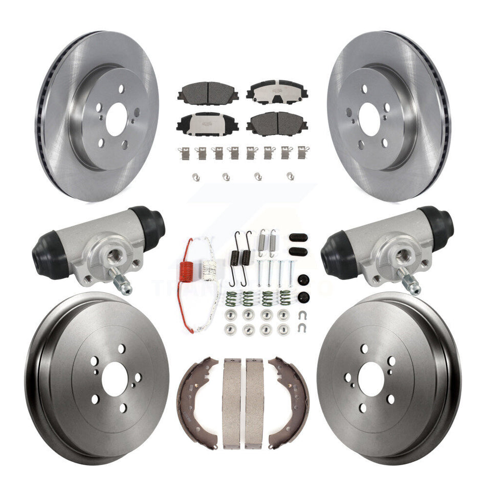 Front Rear Disc Brake Rotors Ceramic Pads And Drum Kit (9Pc) For 2019 Toyota Corolla 2.0L K8T-104836