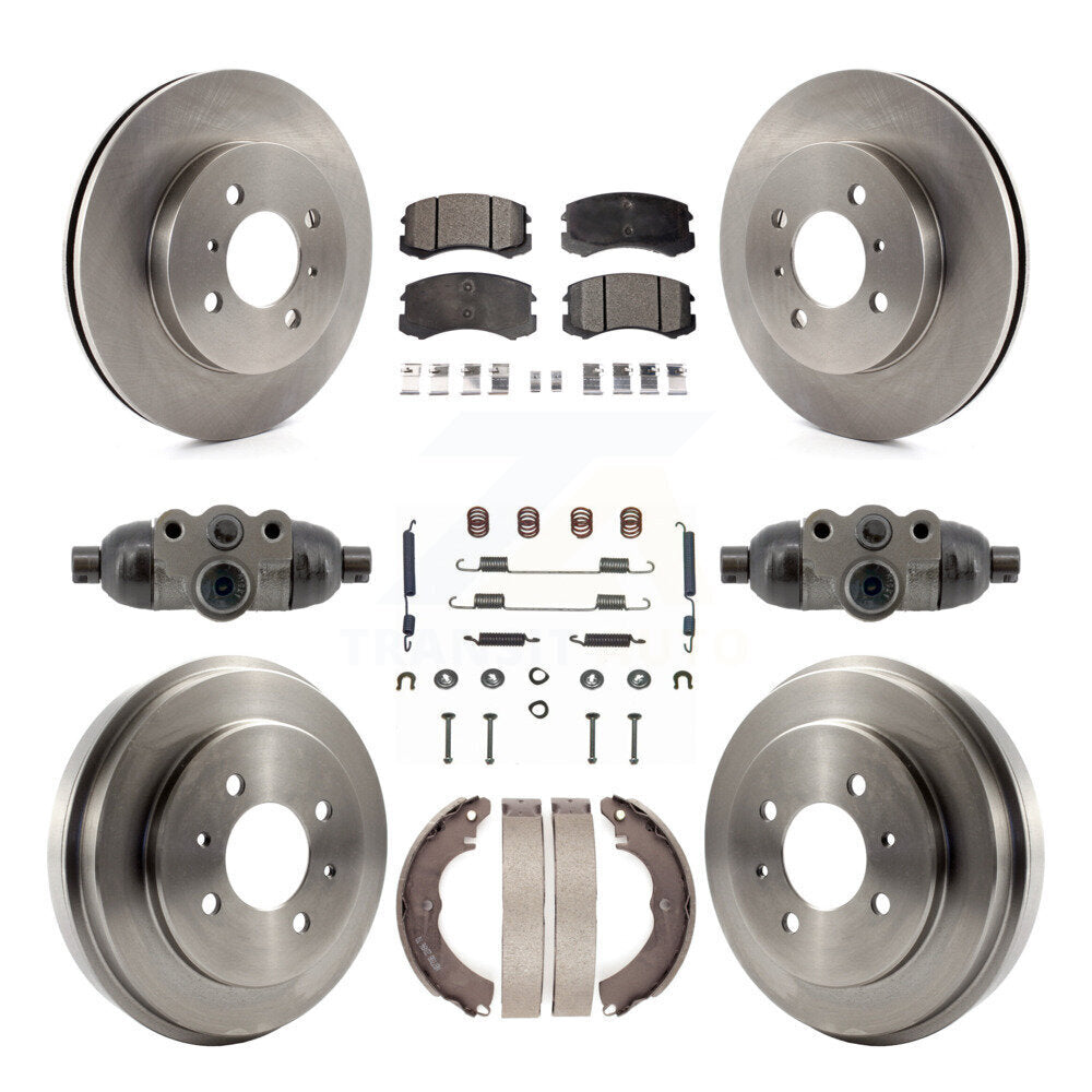 Front Rear Disc Brake Rotors Ceramic Pads And Drum Kit (9Pc) For Mitsubishi Lancer K8T-104838