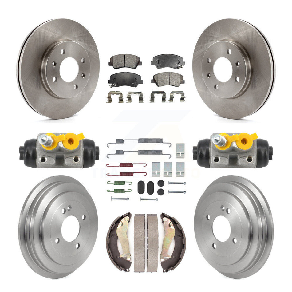 Front Rear Disc Brake Rotors Ceramic Pads And Drum Kit (9Pc) For 2012-2017 Hyundai Accent K8T-104842