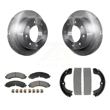 Rear Disc Rotors Ceramic Pads And Parking Shoes Kit For GMC Chevrolet Sierra 2500 HD 3500 K8T-105372