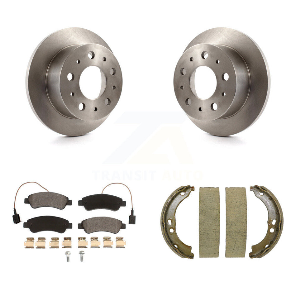Rear Disc Rotors Ceramic Pads & Parking Brake Shoes Kit For Ram ProMaster 2500 3500 1500 K8T-105373