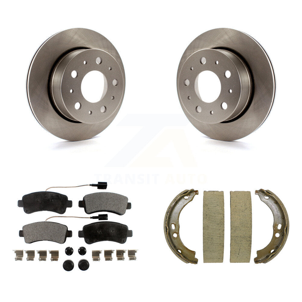 Rear Disc Rotors Ceramic Pads & Parking Brake Shoes Kit For Ram ProMaster 2500 3500 1500 K8T-105374