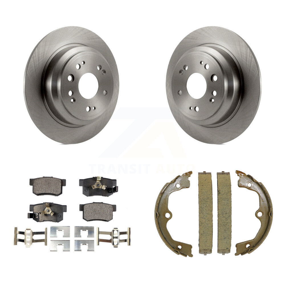 Rear Disc Rotors Ceramic Pads And Parking Brake Shoes Kit For Honda Accord Crosstour K8T-105376