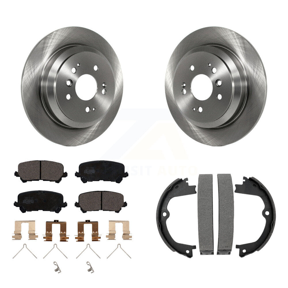 Rear Disc Rotors Ceramic Pads Parking Brake Shoes Kit For Honda Pilot Ridgeline Passport K8T-105379