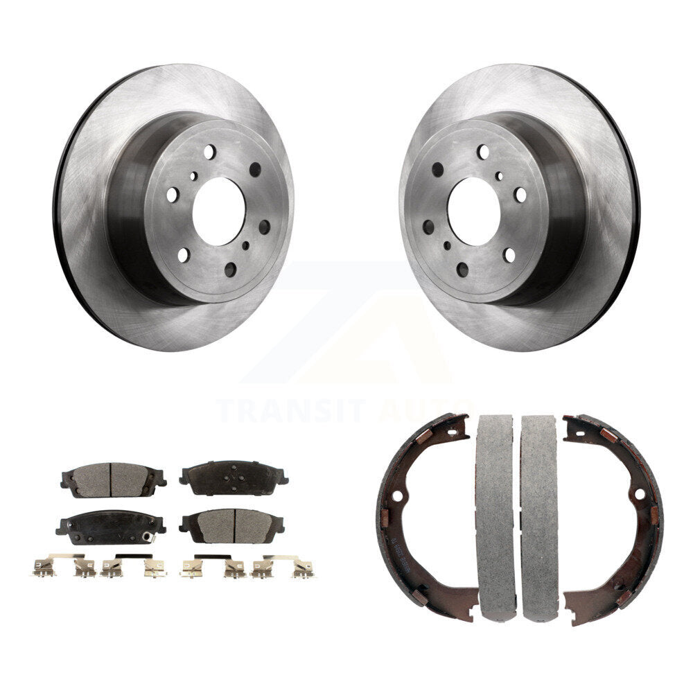 Rear Disc Rotors Ceramic Pads & Parking Shoes Kit For GMC Chevrolet Sierra 1500 Silverado K8T-105380