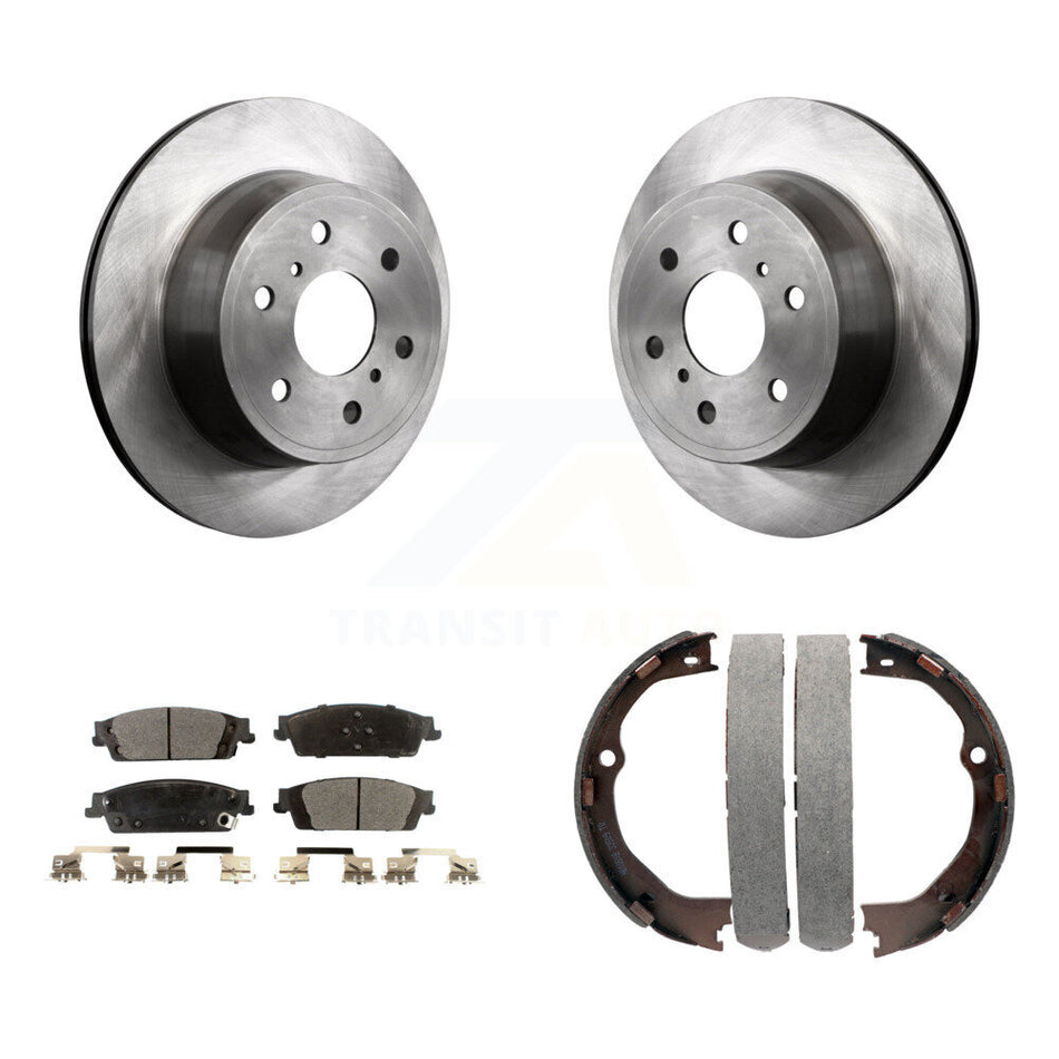 Rear Disc Rotors Ceramic Pads & Parking Shoes Kit For GMC Chevrolet Sierra 1500 Silverado K8T-105380