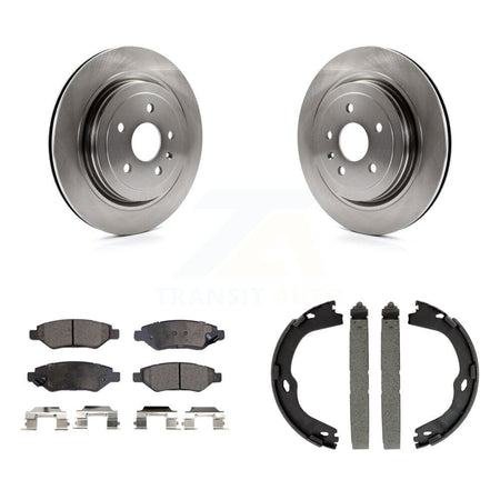 Rear Disc Rotors Ceramic Pads & Parking Shoes Kit For Cadillac CTS With Heavy Duty Brakes K8T-105387