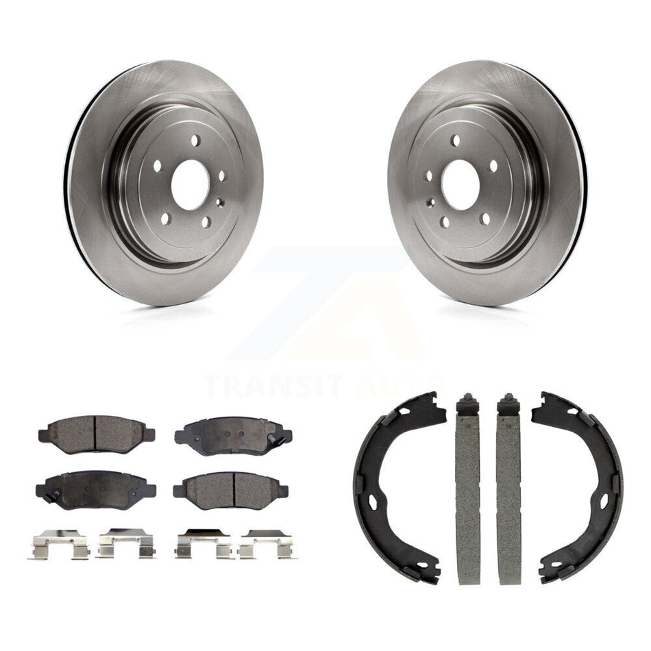 Rear Disc Rotors Ceramic Pads & Parking Shoes Kit For Cadillac CTS With Heavy Duty Brakes K8T-105387