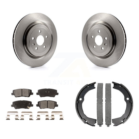 Rear Disc Rotors Ceramic Pads And Parking Shoes Kit For 2015 Cadillac CTS Coupe with 6.2L K8T-105388