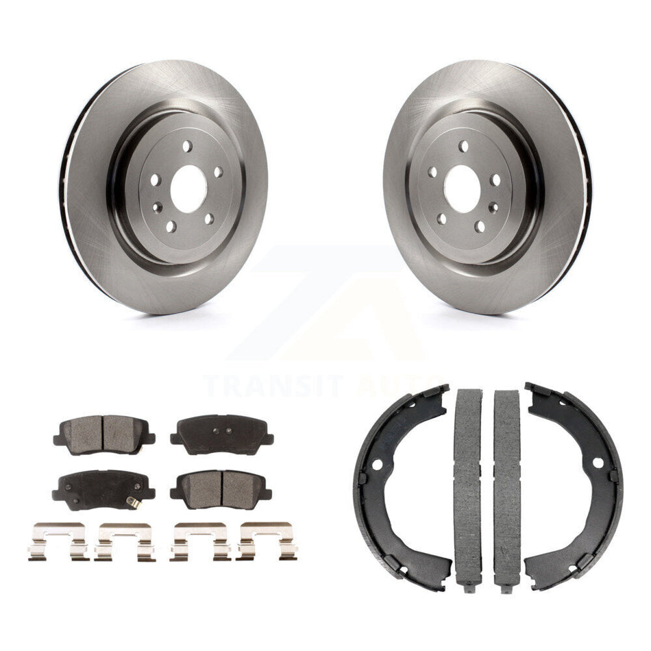 Rear Disc Rotors Ceramic Pads And Parking Shoes Kit For 2015 Cadillac CTS Coupe with 6.2L K8T-105388