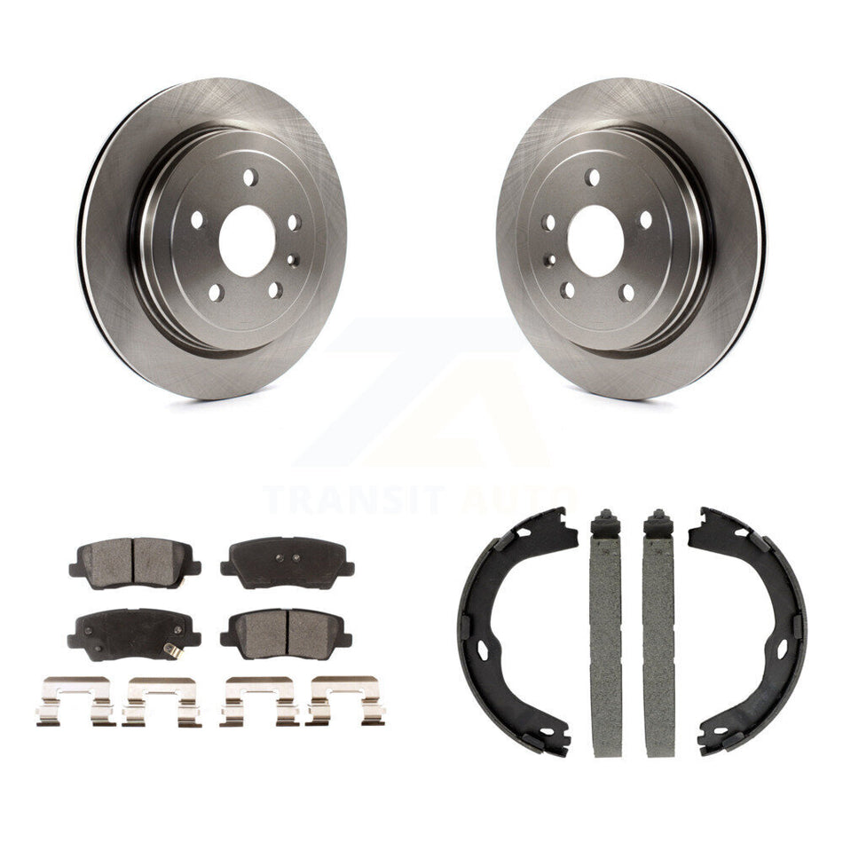 Rear Disc Rotors Ceramic Pads And Parking Brake Shoes Kit For Cadillac CTS K8T-105389