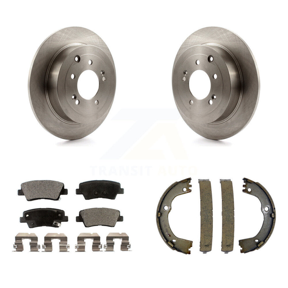 Rear Disc Rotors Ceramic Pads And Parking Brake Shoes Kit For Hyundai Tucson Kia Sportage K8T-105390