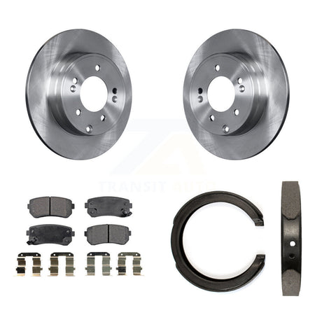 Rear Disc Rotors Ceramic Pads And Parking Shoes Kit For Hyundai Tucson Sonata Kia Cadenza K8T-105391