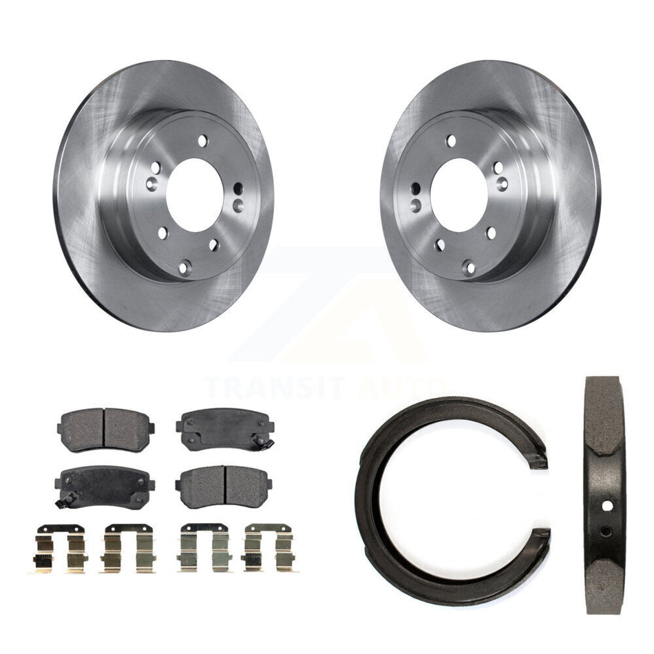 Rear Disc Rotors Ceramic Pads And Parking Shoes Kit For Hyundai Tucson Sonata Kia Cadenza K8T-105391