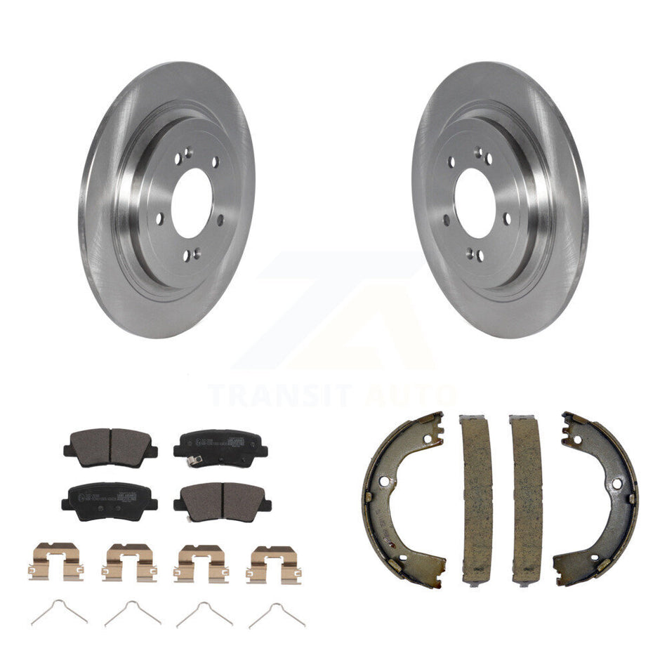 Rear Disc Rotors Ceramic Pads And Parking Brake Shoes Kit For Kia Sportage Hyundai Tucson K8T-105392