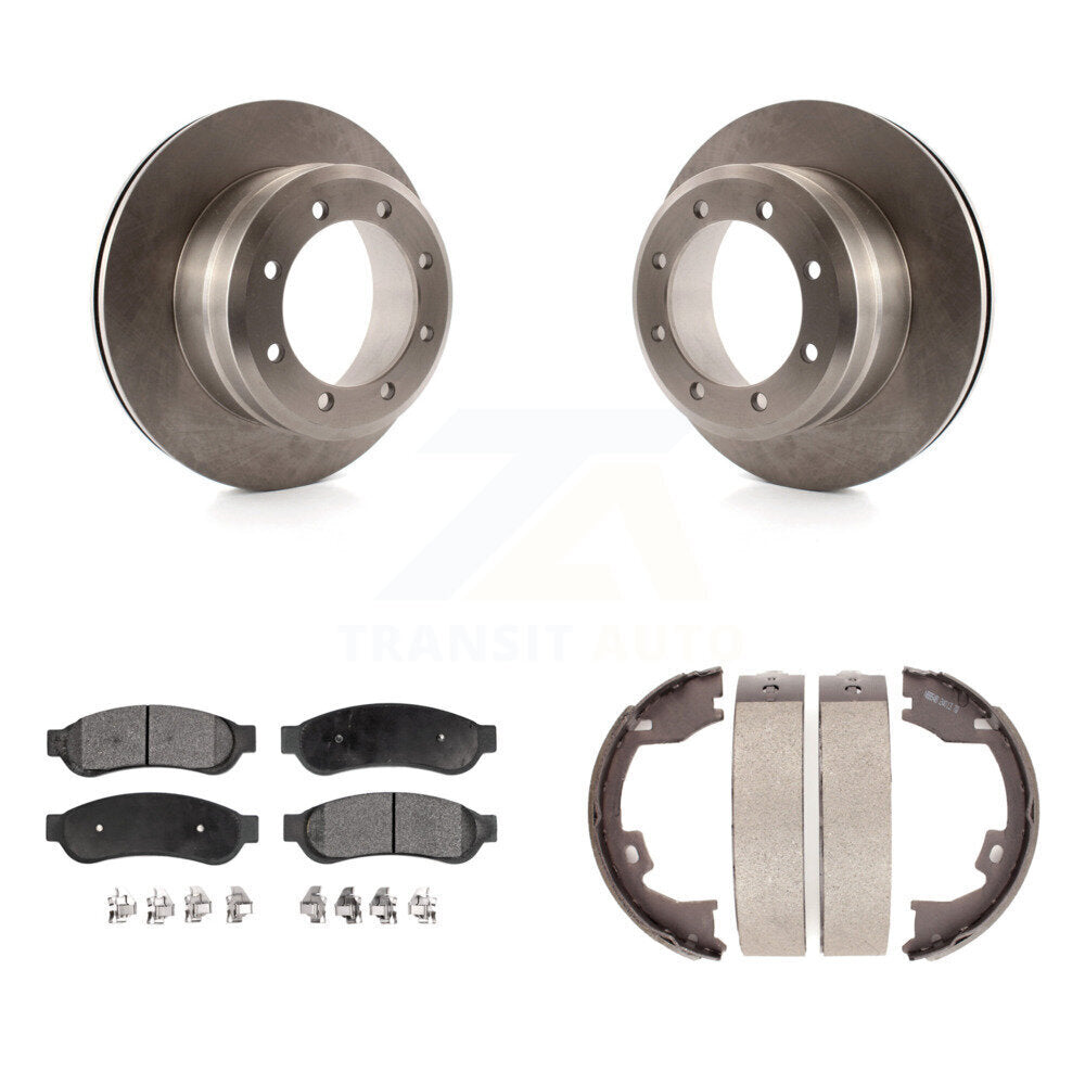 Rear Disc Rotors Ceramic Pads And Parking Shoes Kit For Ford F-350 Super Duty F-250 F-450 K8T-105396