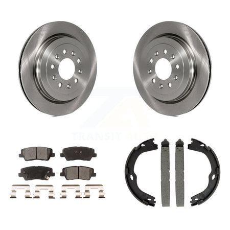 Rear Disc Rotors Ceramic Pads And Parking Brake Shoes Kit For Cadillac ATS K8T-105397