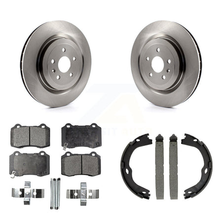 Rear Disc Rotors Ceramic Pads & Parking Brake Shoes Kit For Chevrolet Camaro Cadillac CTS K8T-105399