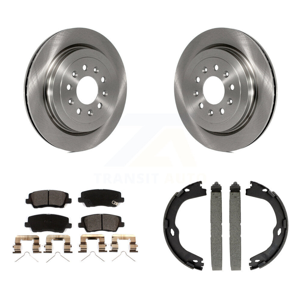 Rear Disc Rotors Ceramic Pads And Parking Brake Shoes Kit For Cadillac ATS K8T-105401
