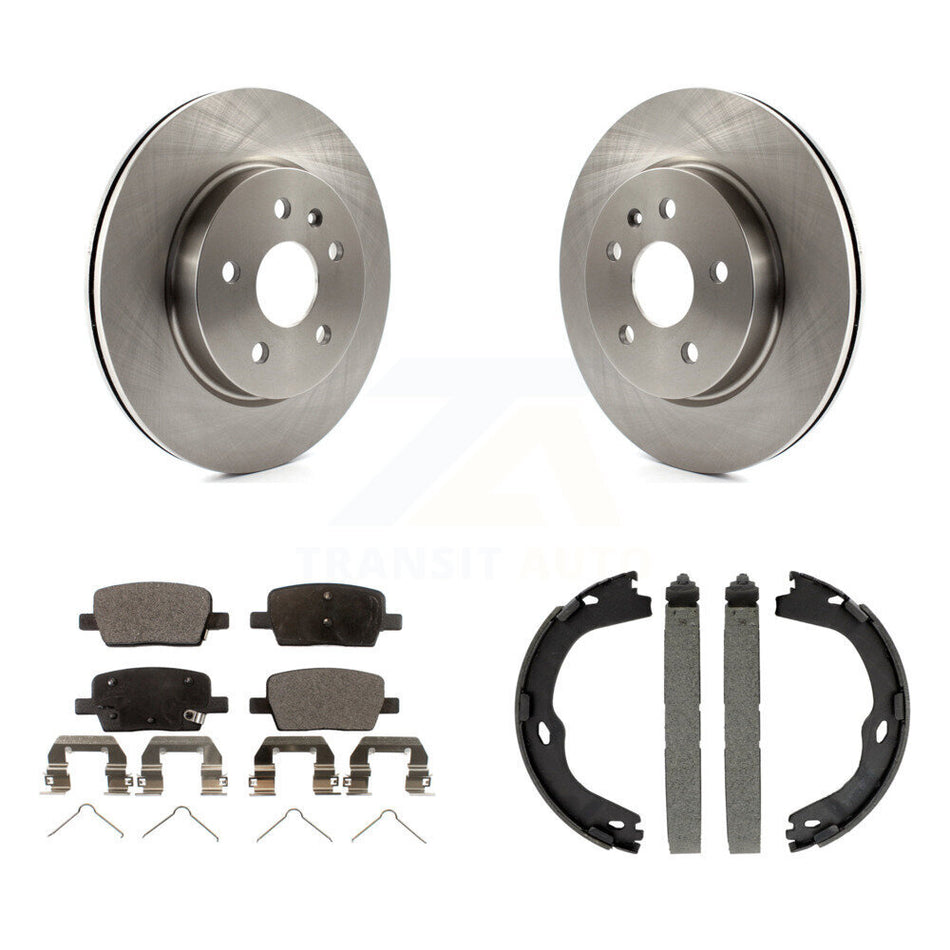 Rear Disc Rotors Ceramic Pads And Parking Brake Shoes Kit For Chevrolet Camaro K8T-105402