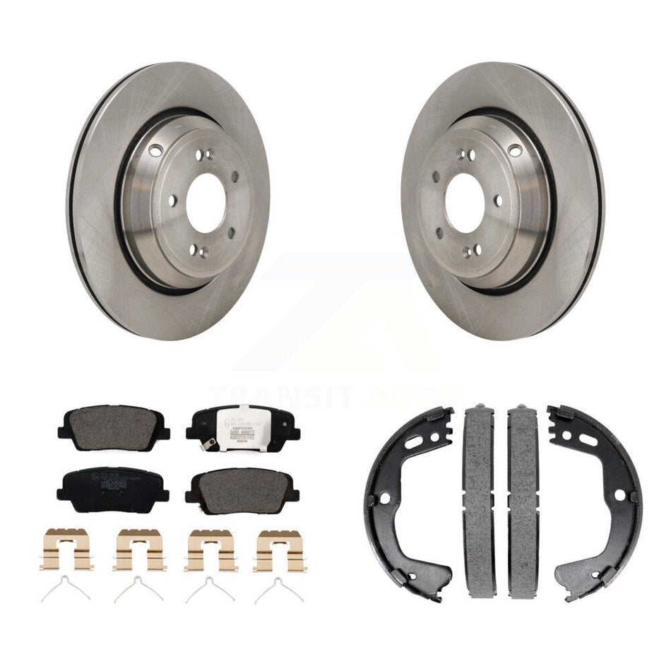 Rear Disc Rotors Ceramic Pads And Parking Brake Shoes Kit For 2018-2020 Genesis G80 3.3L K8T-105410