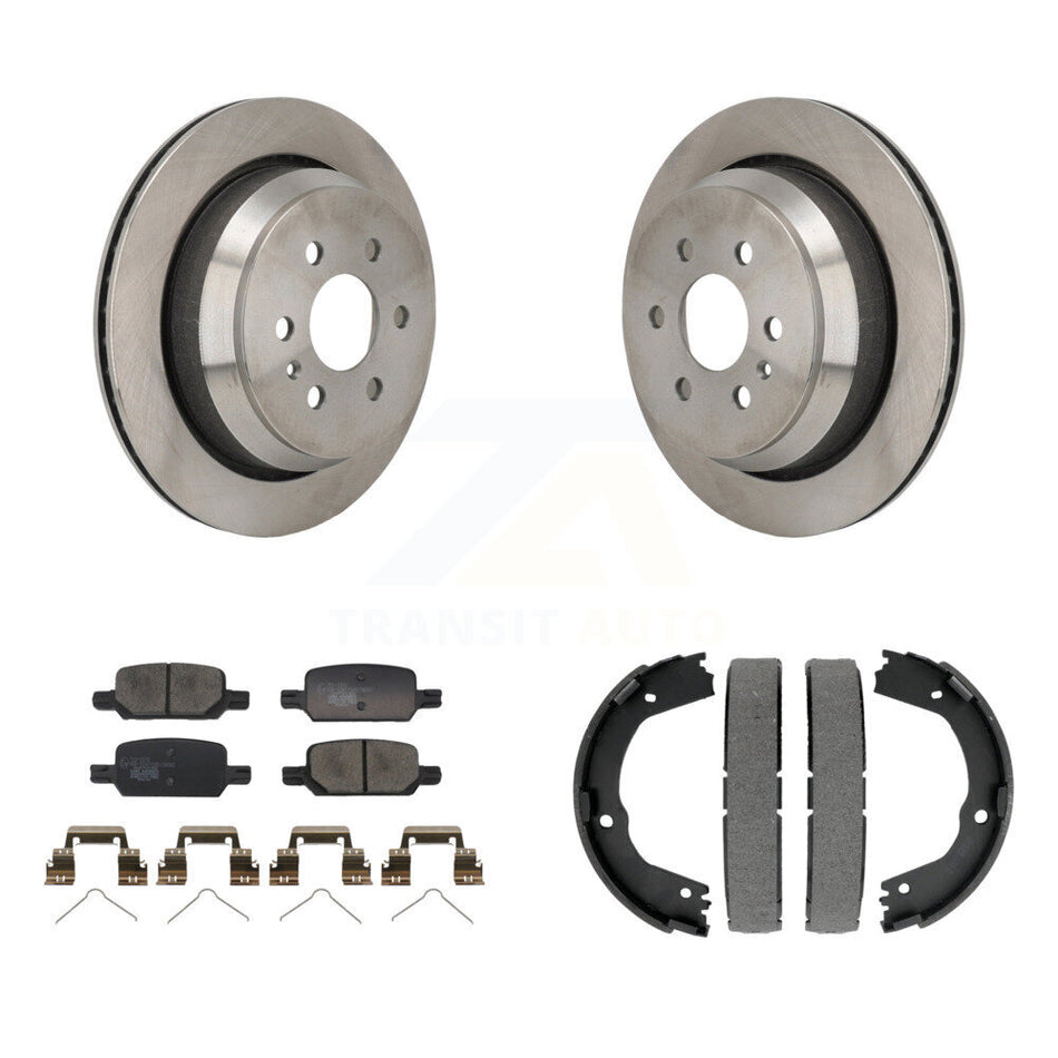 Rear Disc Rotors Ceramic Pads & Parking Brake Shoes Kit For Chevrolet Colorado GMC Canyon K8T-105426