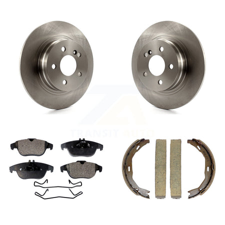 Rear Disc Rotors Ceramic Pads & Parking Brake Shoes Kit For Mercedes-Benz C300 C250 C230 K8T-105427