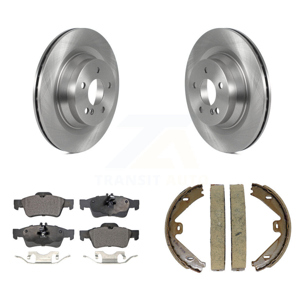 Rear Disc Rotors Ceramic Pads And Parking Brake Shoes Kit For Mercedes-Benz E550 CLS550 K8T-105432