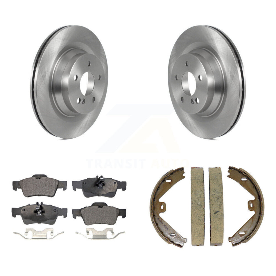 Rear Disc Rotors Ceramic Pads And Parking Brake Shoes Kit For Mercedes-Benz E550 CLS550 K8T-105432