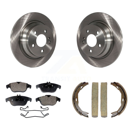Rear Disc Rotors Ceramic Pads & Parking Shoes Kit For Mercedes-Benz E350 With Solid Rotor K8T-105435