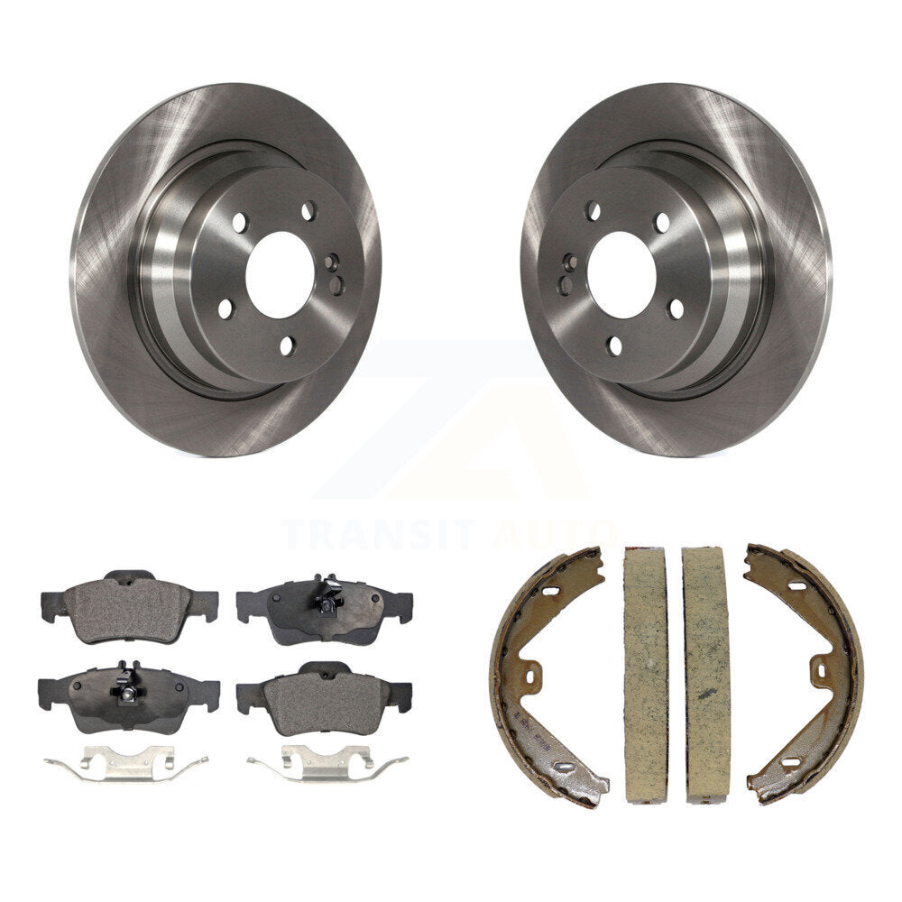 Rear Disc Rotors Ceramic Pads And Parking Brake Shoes Kit For Mercedes-Benz E250 E350 K8T-105436