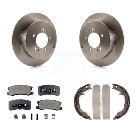 Rear Disc Rotors Ceramic Pads And Parking Brake Shoes Kit For Mitsubishi Outlander K8T-105449