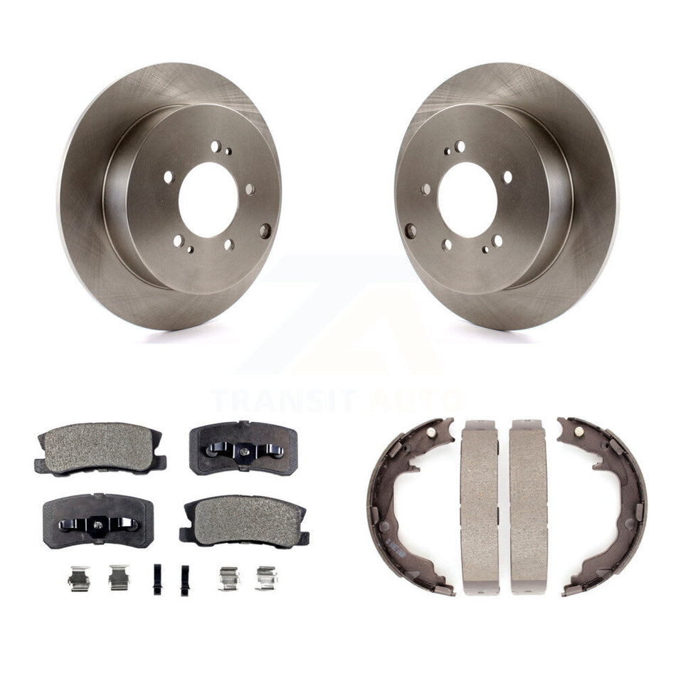 Rear Disc Rotors Ceramic Pads And Parking Brake Shoes Kit For Mitsubishi Outlander K8T-105449